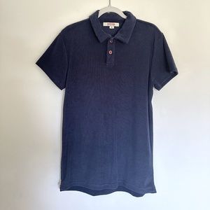 Birdwell Britches Men's Terry Polo - Navy, Size Medium